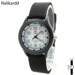 TIME Watch นาฬิกาผู้ชาย-ผู้หญิงและเด็ก สายผ้า/Nato สีดำ ระบบเข็ม TN-C1