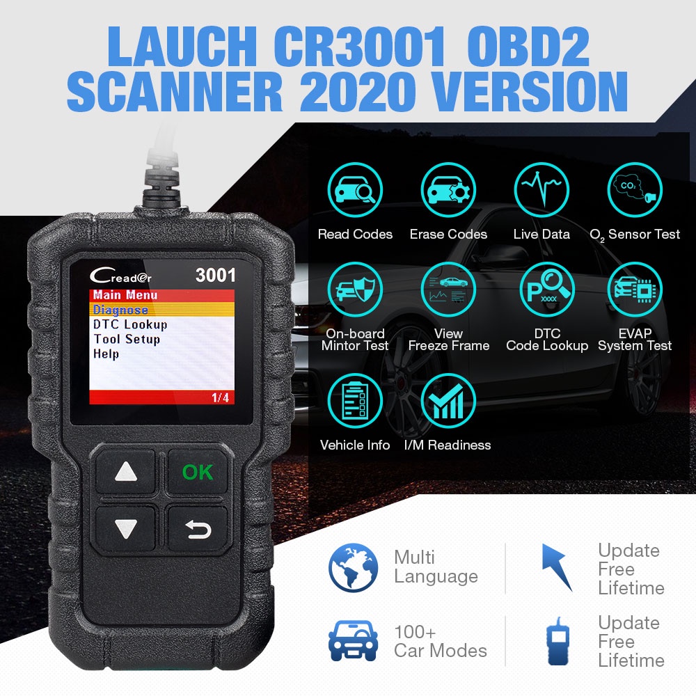 LAUNCH CR3001 V2.0 USB update Code Reader OBDII/EOBD เครื่องมือวินิจฉัยอัตโนมัติข้อมูล DIY OBD2 เครื