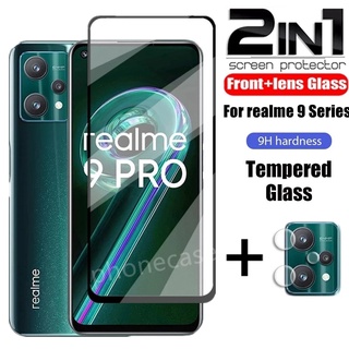 2 In 1 ฟิล์มกระจกนิรภัย กันรอยหน้าจอ เลนส์กล้อง ด้านหลัง แบบเต็มจอ สําหรับ Realme 9 Pro Plus + Pro+ 9i