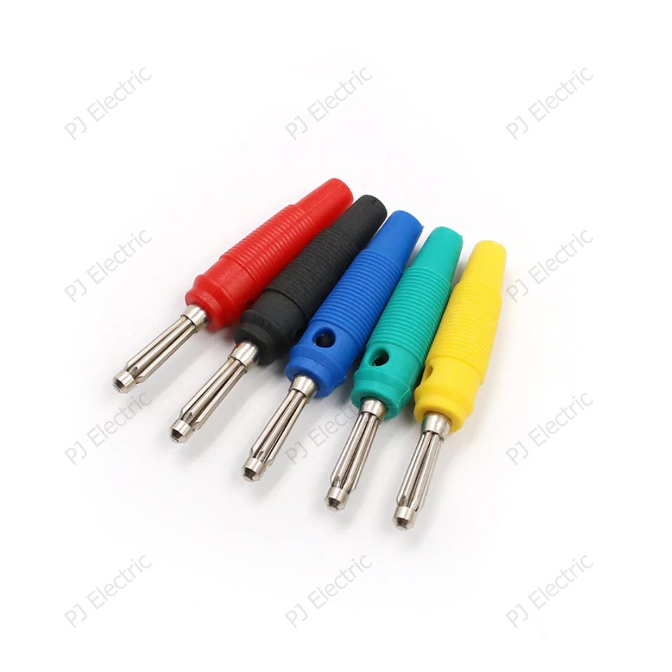 บานานาปลั๊กตัวผู้ (Banana plug) หัวแจ็ค ชุบนิเกิล ขนาด 4 มิลลิเมตร ยาว 59 มิลลิเมตร แบบเชื่อมยึดกับสายไฟหรือยึดสายไฟด้