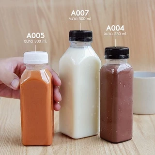 ขวดพลาสติก PET ทรง เหลี่ยม (50 ขวด) 250 ml. ขวดปากกว้าง A004