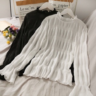 MOST ⭐️ Fondue Top เสื้อแขนยาว ผ้าย่น แบบบาง TOP KO
