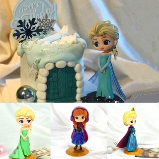 FROZEN ฟิกเกอร์ Frozen Elsa Anna Frozen สีขาวสําหรับตกแต่งเค้ก
