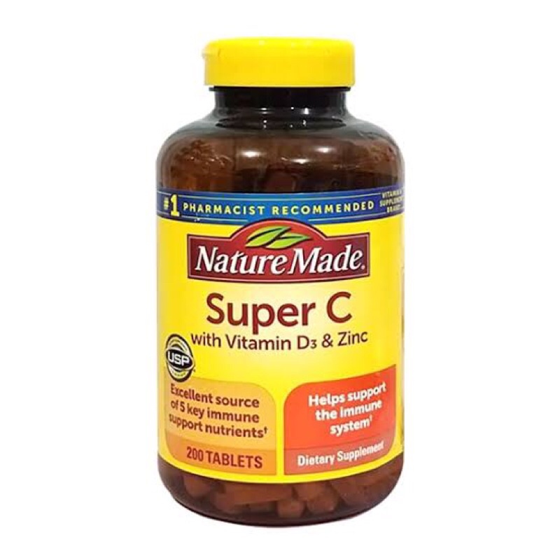 Nature Made Super C Vitamin D3 &amp; Zinc 200 เม็ด