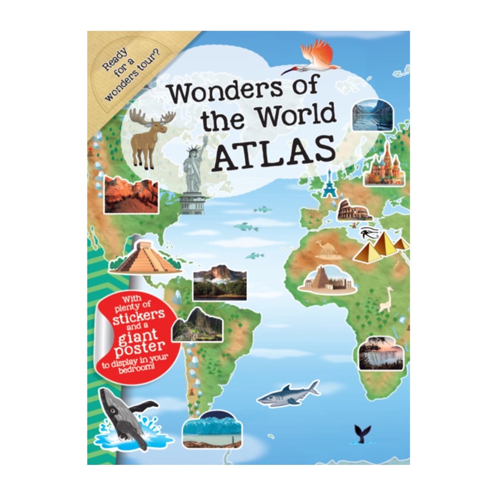 Wonders of the World Atlas To Learn about Famous Landmarks Activity Book with Stickers & Poster For Kids