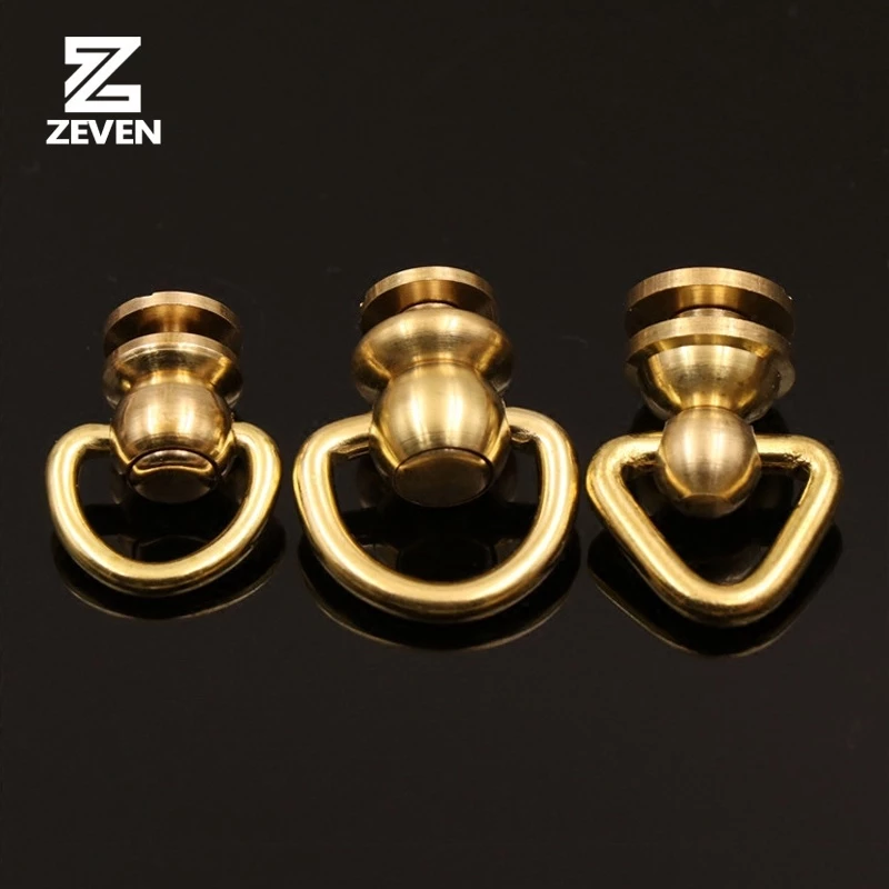 ลูกบอลทองเหลือง Chicago Stud Screw Rivets เล็บหมุนได้ D แหวนกระเป๋าสตางค์หัวเข็มขัด Handle Connector DIY อุปกรณ์เสริม