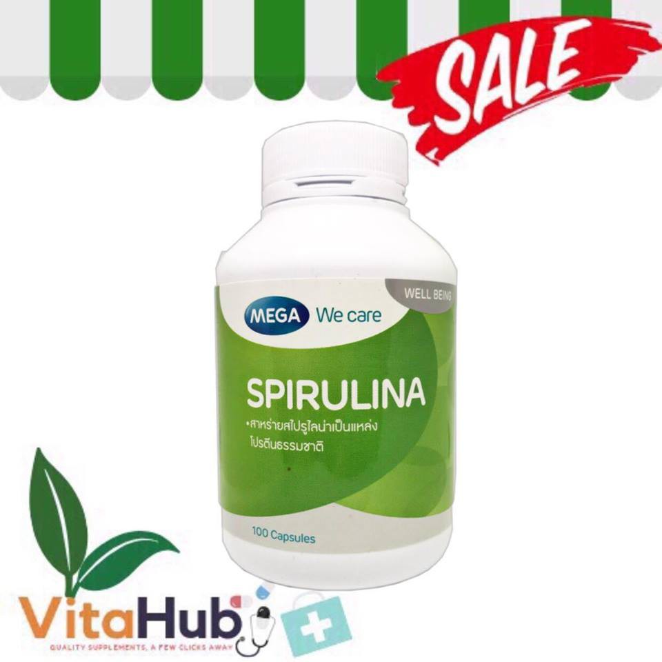 Mega We Care Spirulina 500mg สาหร่ายสไปรูลิน่า 100เม็ด | Shopee Thailand