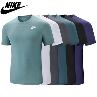 Nike เสื้อยืดลําลอง คอกลม แขนสั้น ผ้าเรยอน แบบบาง เข้ากับทุกการแต่งกาย แฟชั่นฤดูร้อน สําหรับผู้ชายวัยกลางคน