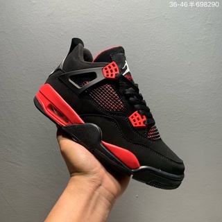 Nike3488 Air Jordan 4 rotro aj4 รองเท้ากีฬา รองเท้าบาสเก็ตบอล สีดํา สีแดง สําหรับผู้ชาย ผู้หญิง