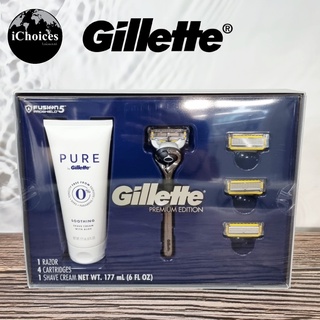 ยิลเลตต์ ชุดมีดโกน + ครีมโกนหนวด Gillette® Premium Edition Fusion5 ProShield 1 Razor + 4 Cartridges + 1 Pure Shave Cream