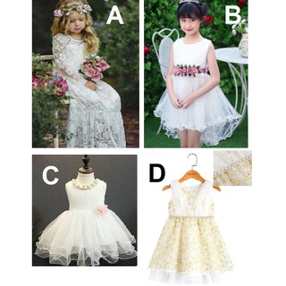 ชุดเจ้าหญิง ชุดราตรีเด็ก ผ้าลูกไม้สีขาว เดรสออกงานเด็ก Taladyai ส่งจากไทยได้ของเร็ว