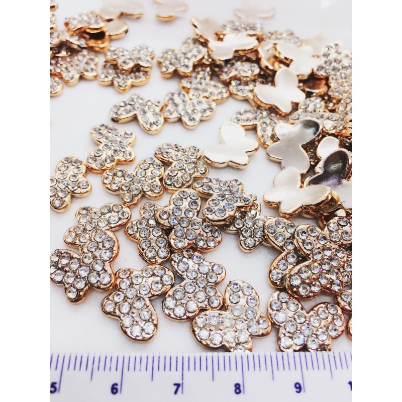 ผีเสื้อ เพชร มงกุฏ หัวใจเพชร พ่นทองแต่งเพชร10ชิ้น