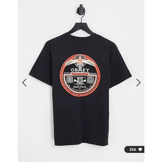 เสื้อยืดแขนสั้น พิมพ์ลาย Obey สีดํา