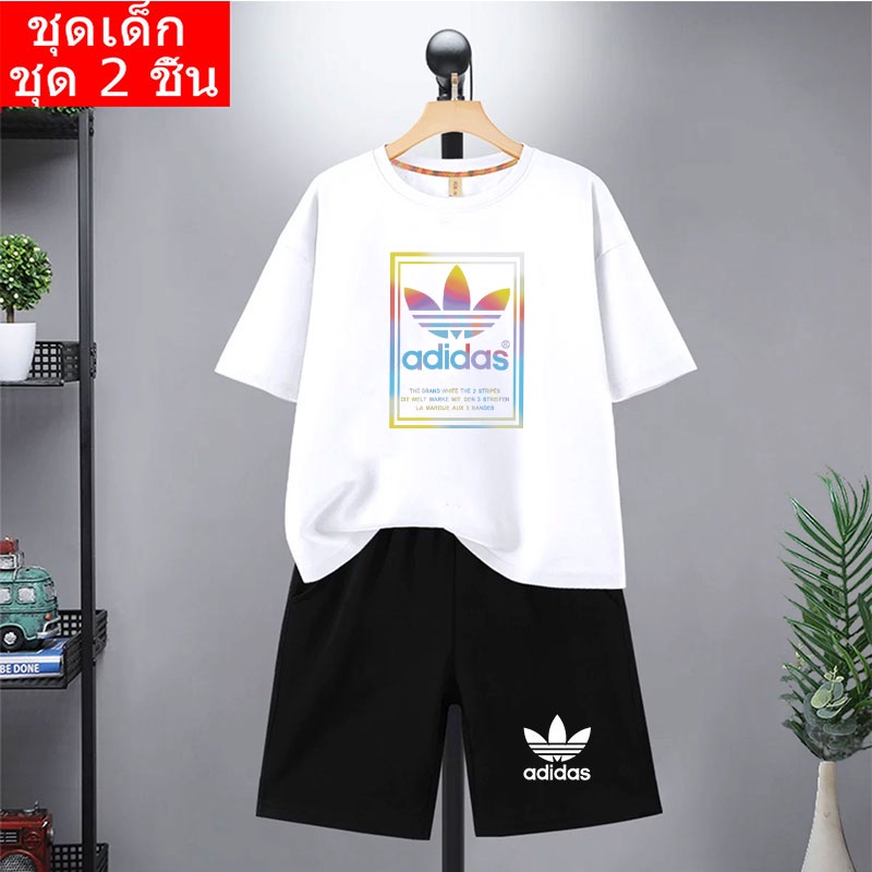K2223+DD249 ชุดแฟขั่นเด็กๆ เสื้อแขนสั้น กางเกงขาสั้น ชุดเท่ๆ ใส่ได้ทั้งเด็กเล็กและเด็กโต