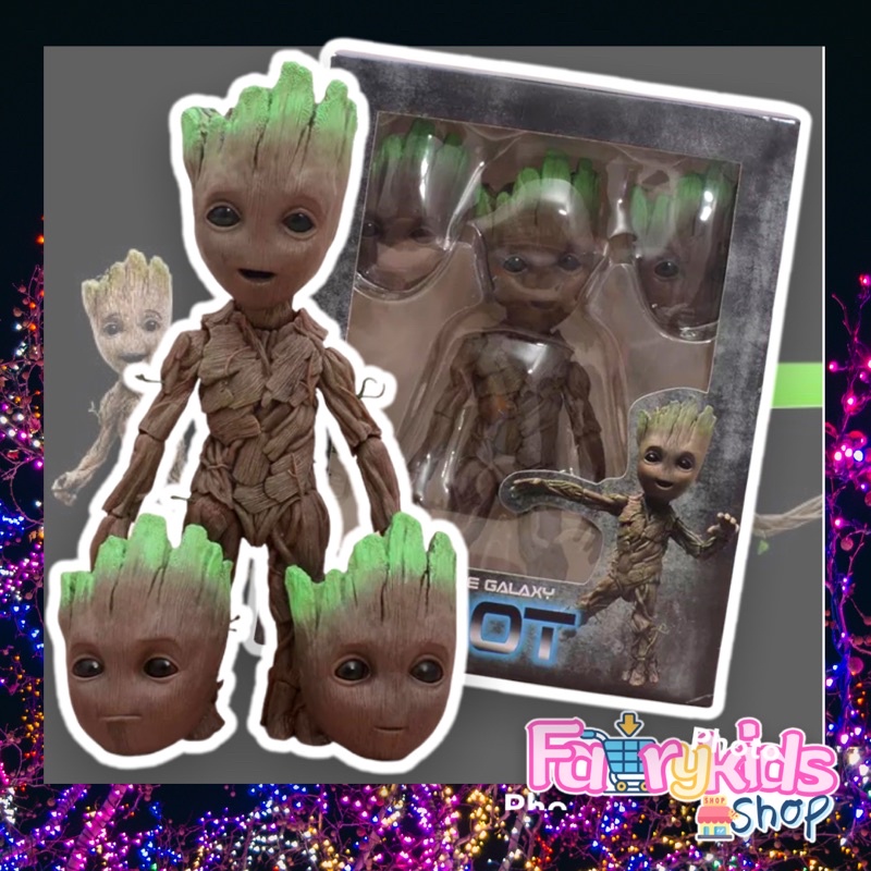 💥SALE50%💥Groot เปลี่ยนหน้าได้ ขนาด1:1 งานสวยมากๆคะ I am Groot สามารถพาน้องไปเที่ยว ถ่ายภาพ ใส่ชุดให้