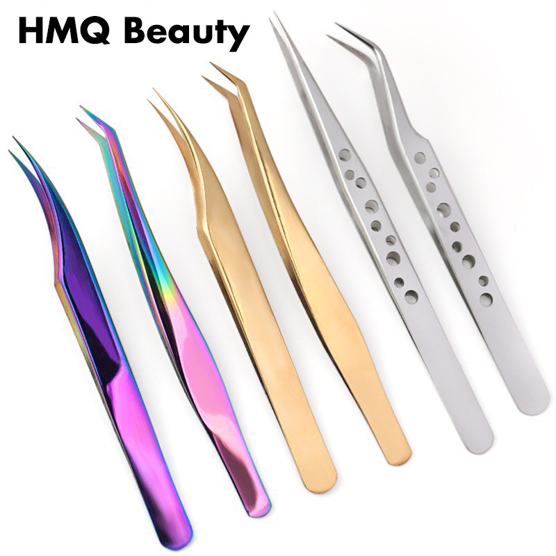 Professional Eyelashes แหนบสำหรับต่อขนตา Eyelash Grafting เครื่องมือสแตนเลสความแม่นยำสูง Eyelash Tools