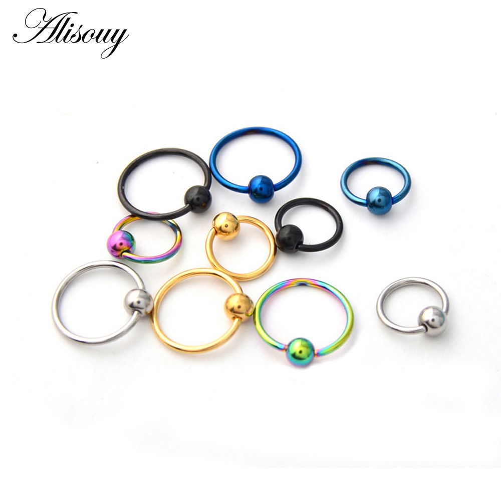 Alisouy 1PC 16G สแตนเลสสตีล Captive ลูกปัดแหวน BCR เจาะริมฝีปากจมูกแหวนหู Tragus หัวนมแหวนสะดือแหวนเครื่องประดับ