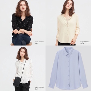 MADday - UNIQLO 💯 เสื้อเชิ้ต ผ้าเรยอน แขนยาว Rayon Long Sleeve Blouse