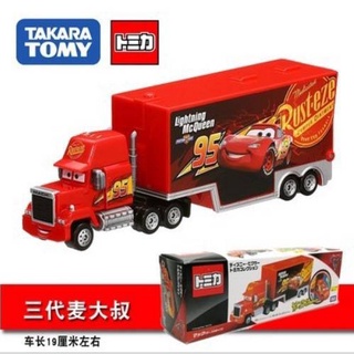 Tomica Cars Mcqueen รถบรรทุกของเล่นรถแข่งรถแข่งรถแข่งบรรทุกสีกล่อง Takara Tomy