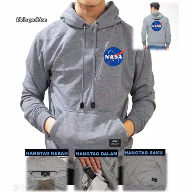 NASA HOODIE JACKET FRONT BACK LOGO PREMIUM QUALITY DISTRO