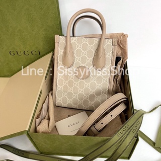 New Gucci Interlocking GG Mini Tote สีเบจ