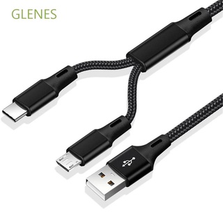 Glenes 2 in 1 สายชาร์จโทรศัพท์ Type C ไนล่อนถัก 1.25 ม. ทนทาน หลากสี