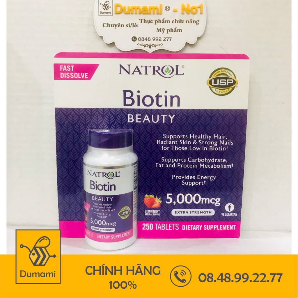 Natrol Biotin Hair Growth Support Lozenge 5000mcg 250 เม ็ ด - ไบโอติน 5000 mcg ของอเมริกา