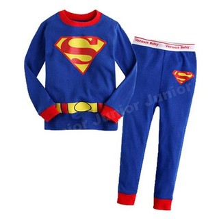 พร้อมส่ง ชุดนอนเด็ก ลาย Superman แขนขายาว จั๊มพ์ ผ้านิ่มใส่สบาย เท่ห์สุดๆ