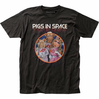 เสื้อยืดลําลอง ผ้าฝ้าย 100% แขนสั้น คอกลม พิมพ์ลายการ์ตูนภาพยนตร์ The Muppets Pigs In Space สําหรับผู้ชาย