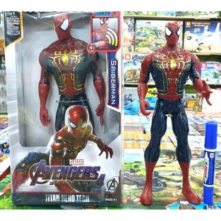 firstbuy_โมเดล หุ่นฮีโร่ Spidermanสไปเดอร์แมน กดที่หน้าอกมีเสียง มีไฟ สูง 30 ซม.