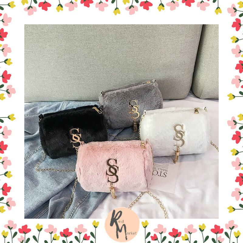 RM197 SOFT SS LOGO FUR BAG / IMPORTED GIRLS SLING BAG / SLING / MINMIN PETAK