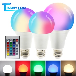 หรี่แสงได้ E27 RGB หลอดไฟ LED 7W 12W 15W RGBW หลอดไฟ LED เปลี่ยนแสง RGB สีขาวที่มีสีสันพร้อมรีโมท IR สำหรับคริสต์มาสปาร์ตี้เต้นรำตกแต่งวันหยุด