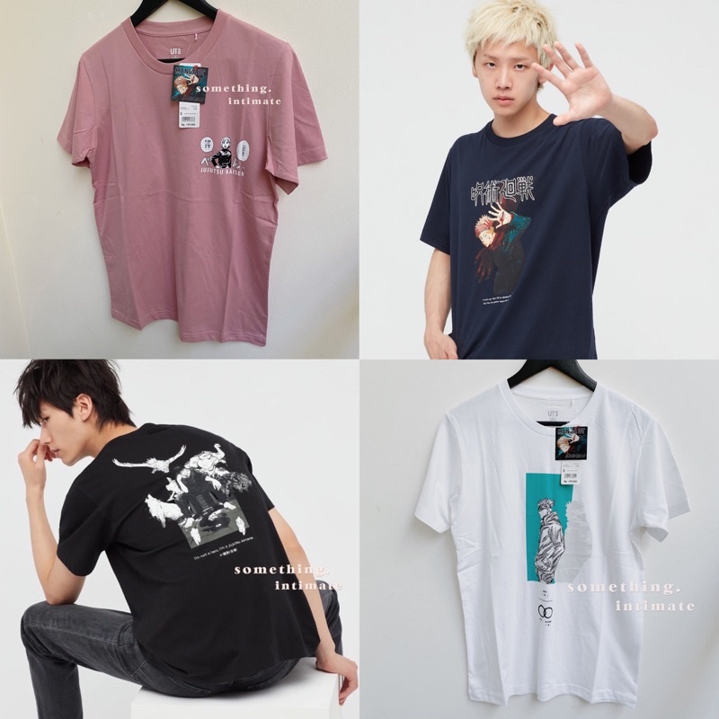 คอลูกเรือเสื้อยืดคอกลมUniqlo Manga JUJUTSU KAISEN Anime Tee T-Shirt Manga UT X JJK Tshirt Jastip Yuji Itadori Gojo Sator