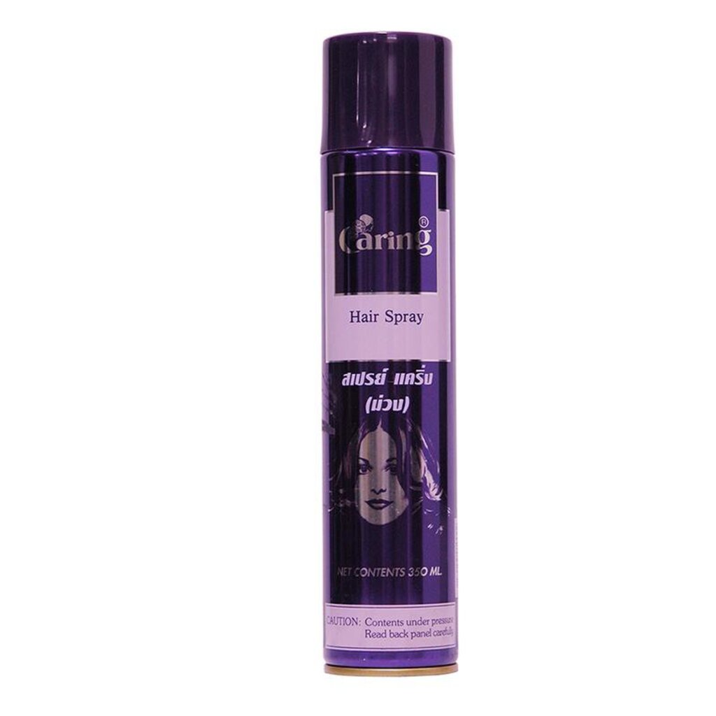 Caring Hair Spray แคริ่ง สเปรย์ฝุ่น กระป๋องสีม่วง 350ml.