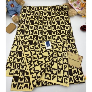 Disney Mickey Mouse, Yellow/Dark Brown Scarf with Made in Korea Tag  ผ้าพันคอดิสนีย์ ลายมิกกี้เมาส์