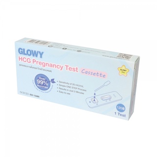 GLOWY HCG TEST CASSETTE หยด (PREG TEST) ฟ้า ชุดทดสอบการตั้งครรภ์ โกลวี่ (แบบหยด)