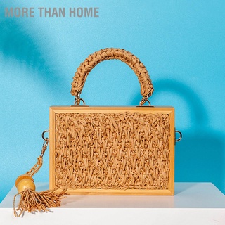 More than Home Rattan Bags Hand Woven Fashion Simple Large Capacity Handbag Bamboo Bag for Party Shopping Hiking Camping Dating