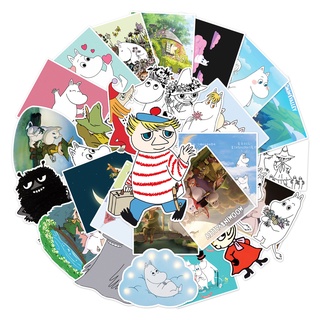 Y&amp;P| ชุดสติ๊กเกอร์ Moomin การ์ตูนเส้นขยุกขยิกกันน้ำ, 50 แผ่น/ชุด