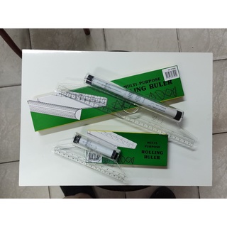 PPKK Rolling Ruler Multi Purpose  ไม้บรรทัดหมุนได้ เอนกประสงค์ น้ำหนักเบาสเกลเที่ยงตรง ใสมองชัดเจน ครึ่งวงกลม วัดมุมได้