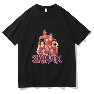 เสื้อยืดโอเวอร์ไซส์GILDAN [ขายดี] เสื้อยืดแขนสั้น ผ้าฝ้าย 100% พิมพ์ลายอนิเมะ SLAM DUNK Hanamichi Sakuragi and Kaede Ruk