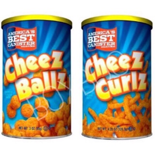 (Cheese ballz / Cheese Curlz / Pizza Ballz) Americas Best Canister Snacks ขนมทอดกรอบรสชีส นำเข้าจากอเมริกา 85g