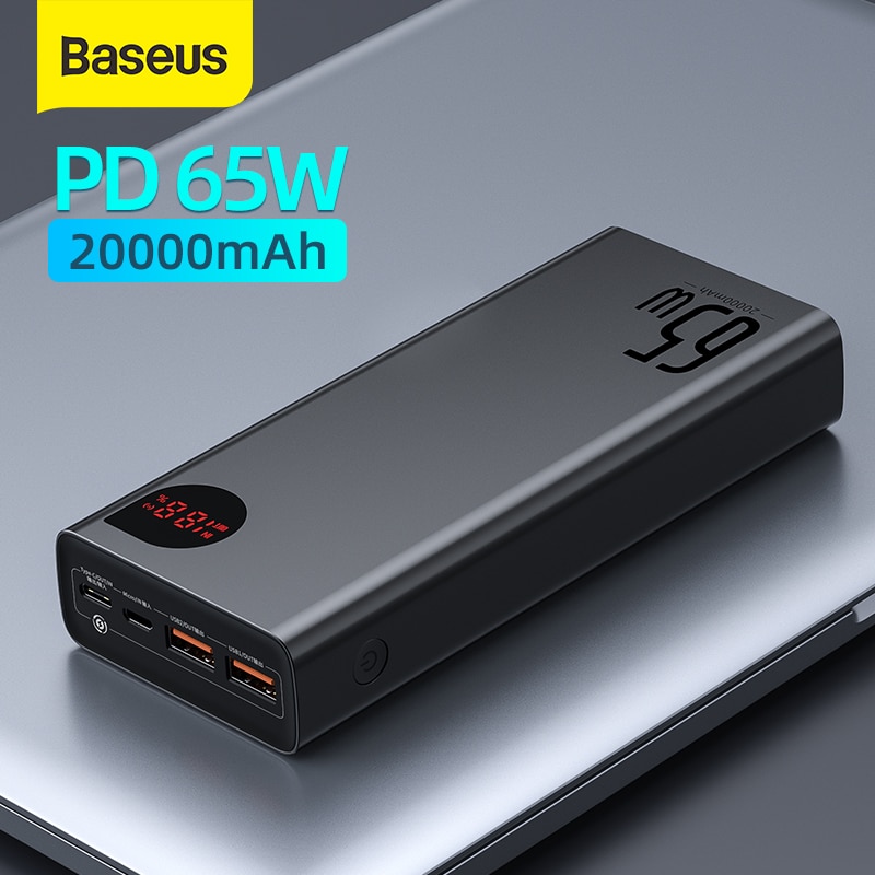 Baseus แบตสำรอง 20000mAh เครื่องชาร์จแบตเตอรี่ Power Bank 22.5W/ 65W