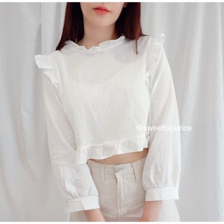 🎀 พร้อมส่ง เสื้อครอป สีขาว โบว์ผูกด้านหลัง Hidden Lover Blouse - BL03