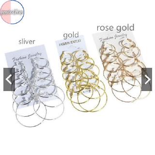 [xijing-cod] fashion woman Vintage Boho 6 Pairs Big Circle ear hoop trendy party earring