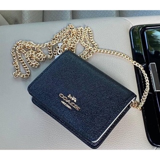 พร้อมส่ง แท้ 🇺🇸💯% New Coach กระเป๋าสะพาย เล็ก MINI WALLET ON A CHAIN (COACH C0059) IM/BLACK