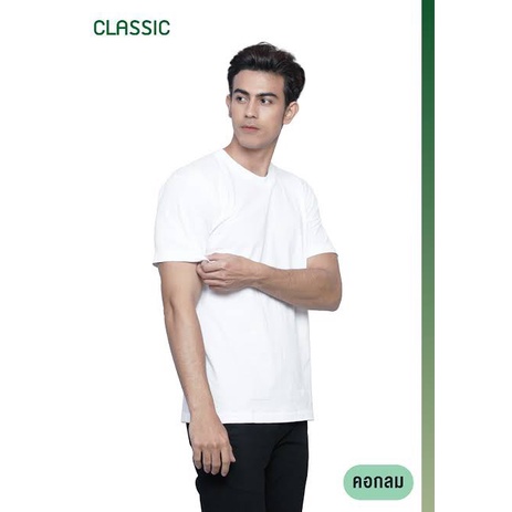 🔥ส่งไวที่สุด🔥เสื้อคอกลมตราห่านคู่ เสื้อยืดคอกลมสีขาว size 34 - 50
