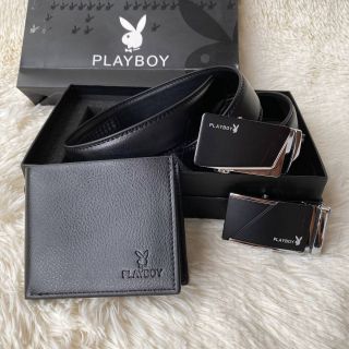 Set เข็มขัด กระเป๋าสตางค์ ผู้ชาย Playboy แท้💯 สุดคุ้ม มี2 หัว สีดำ ของขวัญ