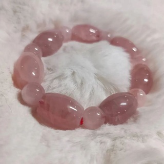 โรสควอตซ์(Rose Quartz) หินแห่งความรักและการให้อภัย ขนาดหิน14 /10mm. ขนาดข้อมือ 16-17 cm