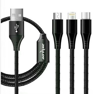 ZEALOT C1H 3ใน1ความยาวของสาย 1.1 เมตรใช่งานได้หลากหลายมี 3 หัวใน 1สาย C1H- 3in1 Type-C+IOS+Micro USB