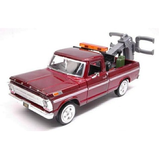 โมเดลรถ 1/24 โมเดลรถเหล็ก 1969 Ford F-100 Pickup Tow truck Burgundy โมเดลรถกระบะ รถลาก รถยก มีกล่อง